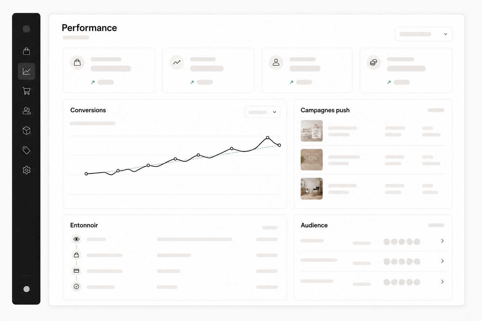 Un dashboard analytics relié à une application e-commerce mobile